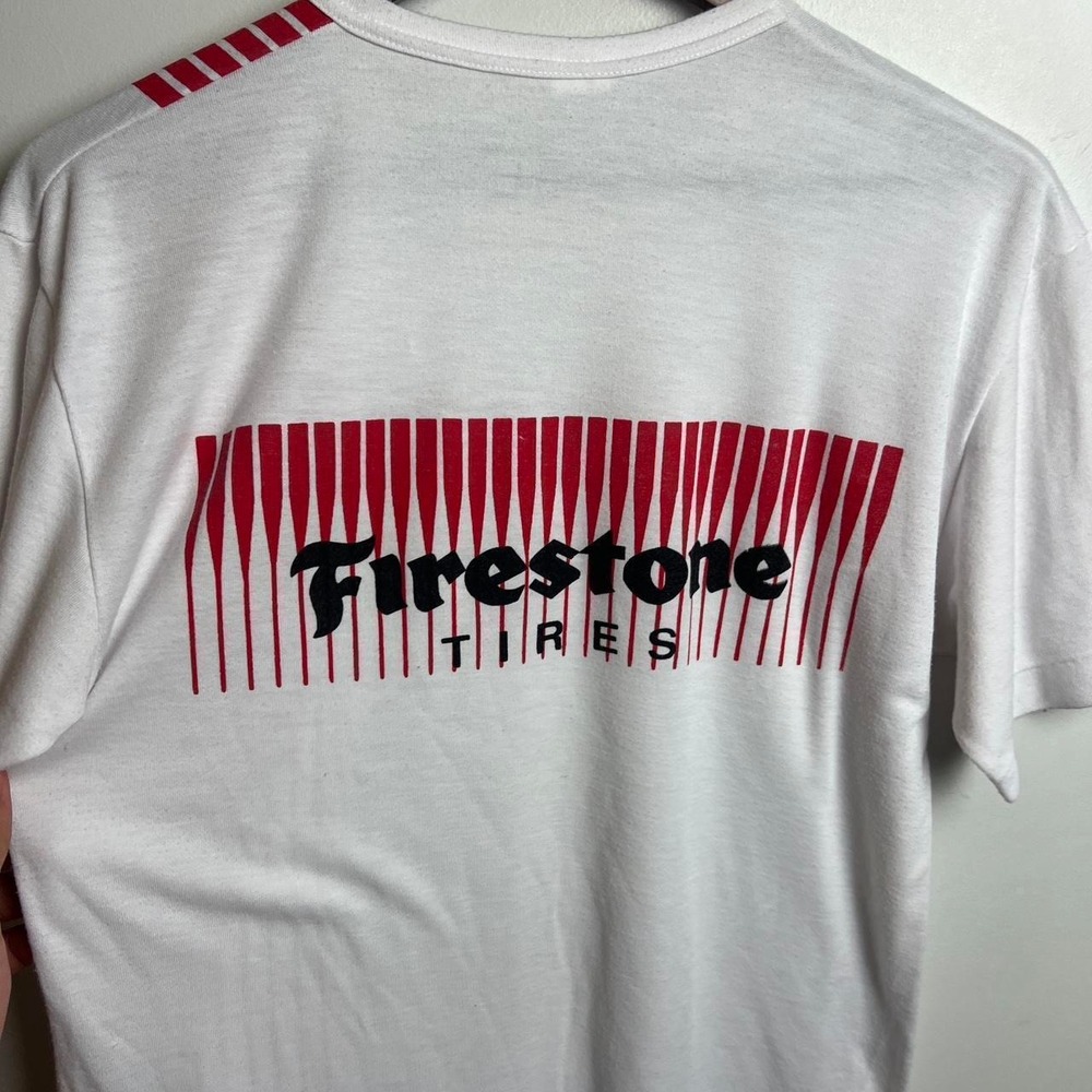 Vintage Firestone Tires 80s White Tee Shirt - Picture 5 of 8